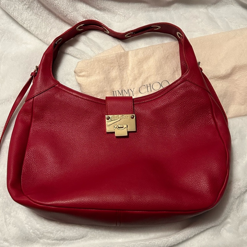 Jimmy Choo Red Leather Shoulder Bag